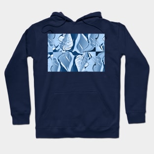 Abstract Blue Leaf Pattern Hoodie